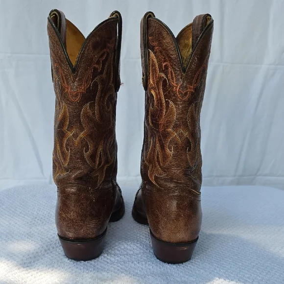 Tony Lama Brown Leather Cowboy Boots - Picture 5 of 8